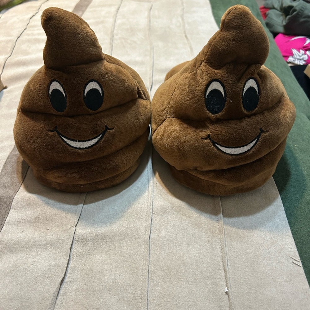 Poop Emoji Plush Slippers